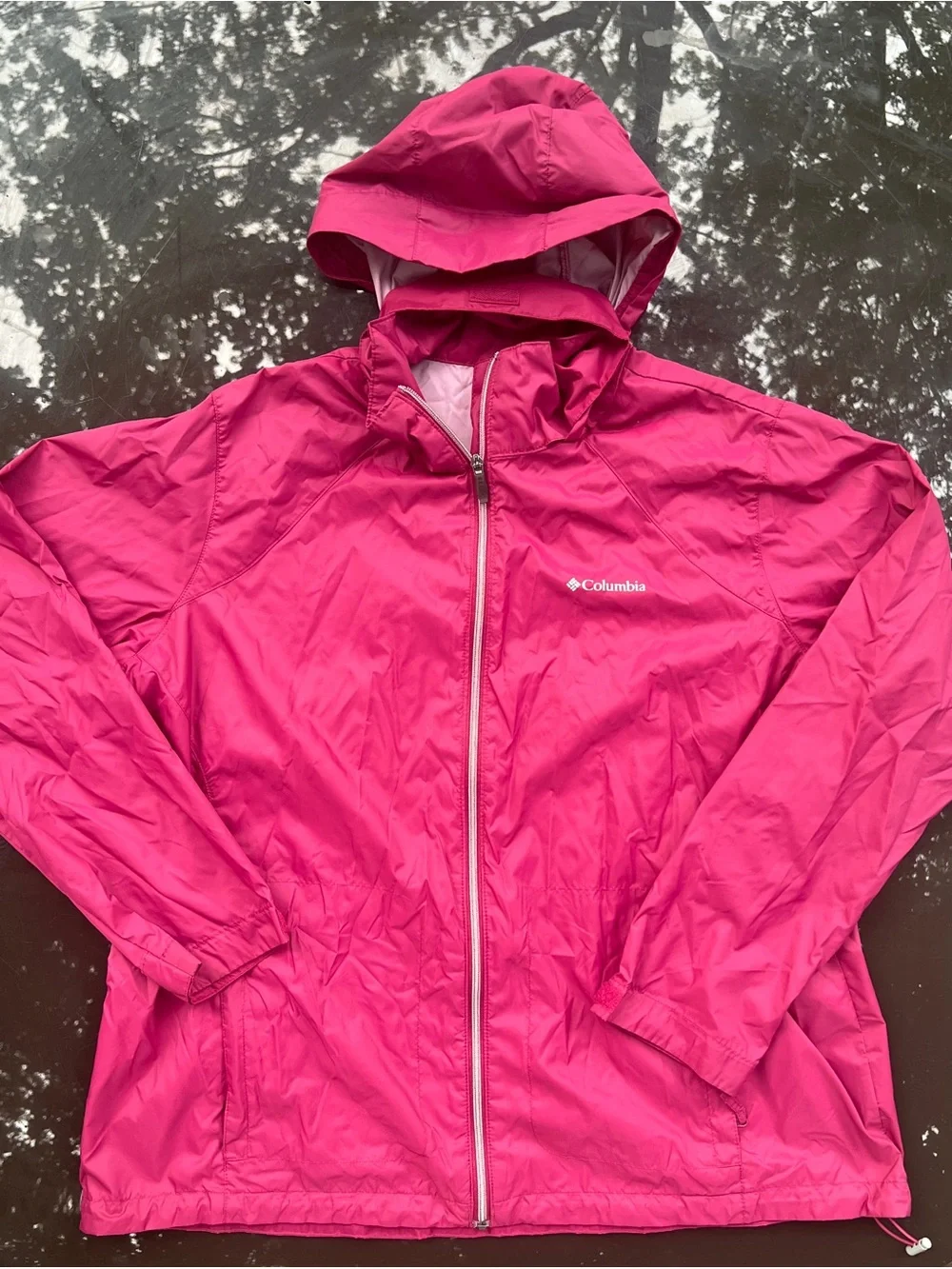 Columbia Switchback Women’s 2X Pink Hooded Lightweight Full Zip Windbreaker